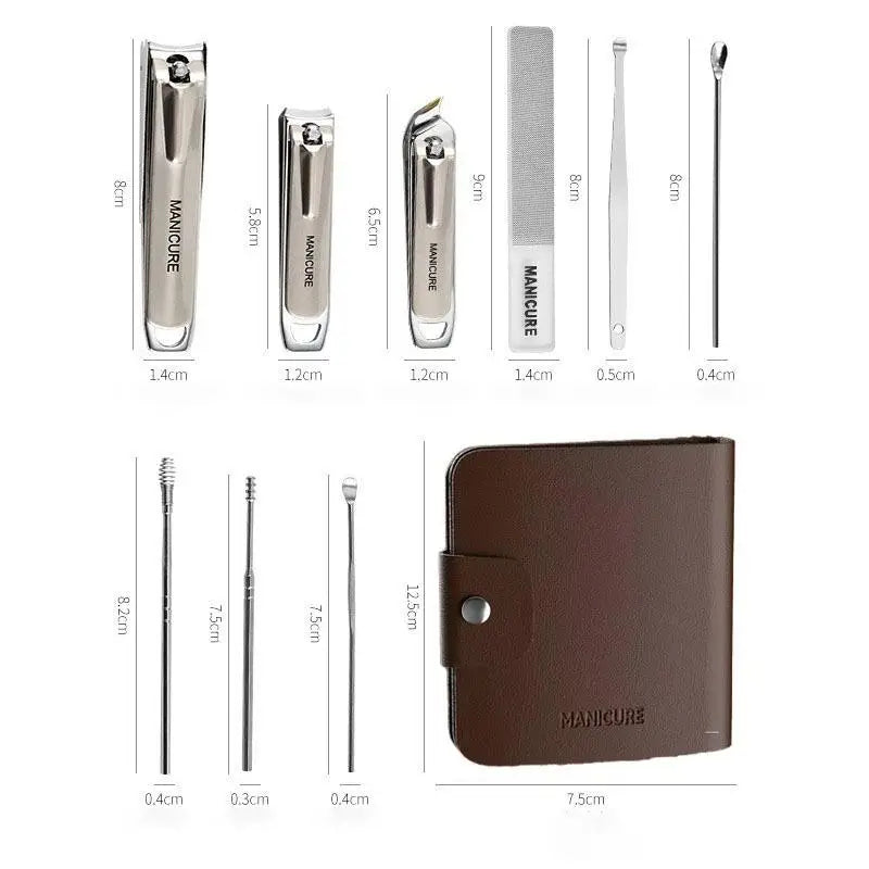 10pcs Portable Nail Care Kit - Professional Carbon Steel Manicure Set with Nail Clippers, Files & Cuticle Tools in Travel Case