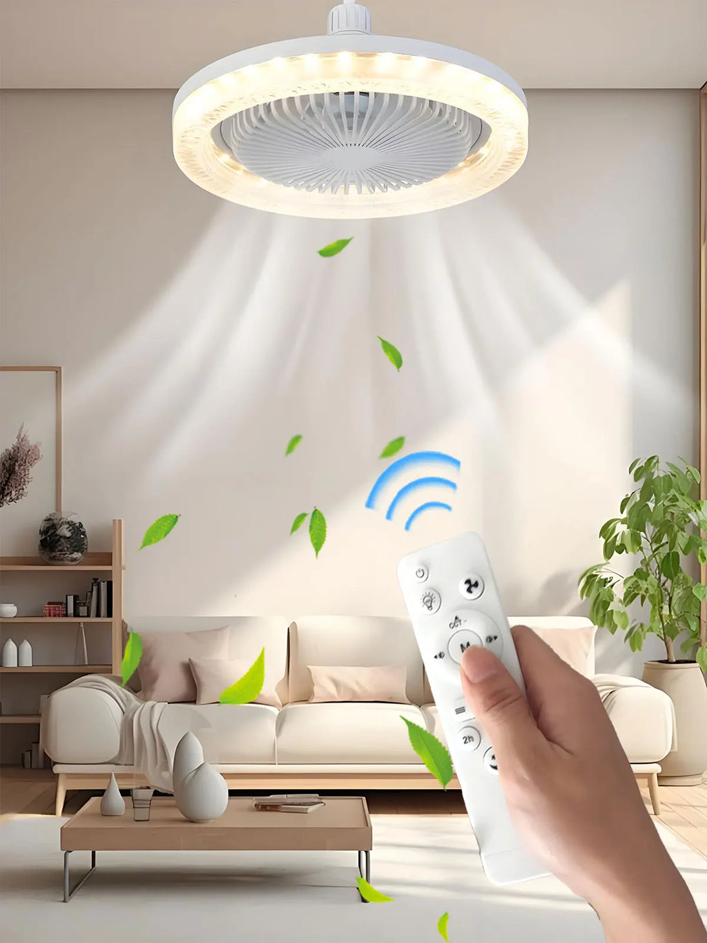 Smart 3 In 1 Ceiling Fan With Remote Control Lighting E27 Conversion Base 85-265v Lighting Base Suitable for Bedroom and Living