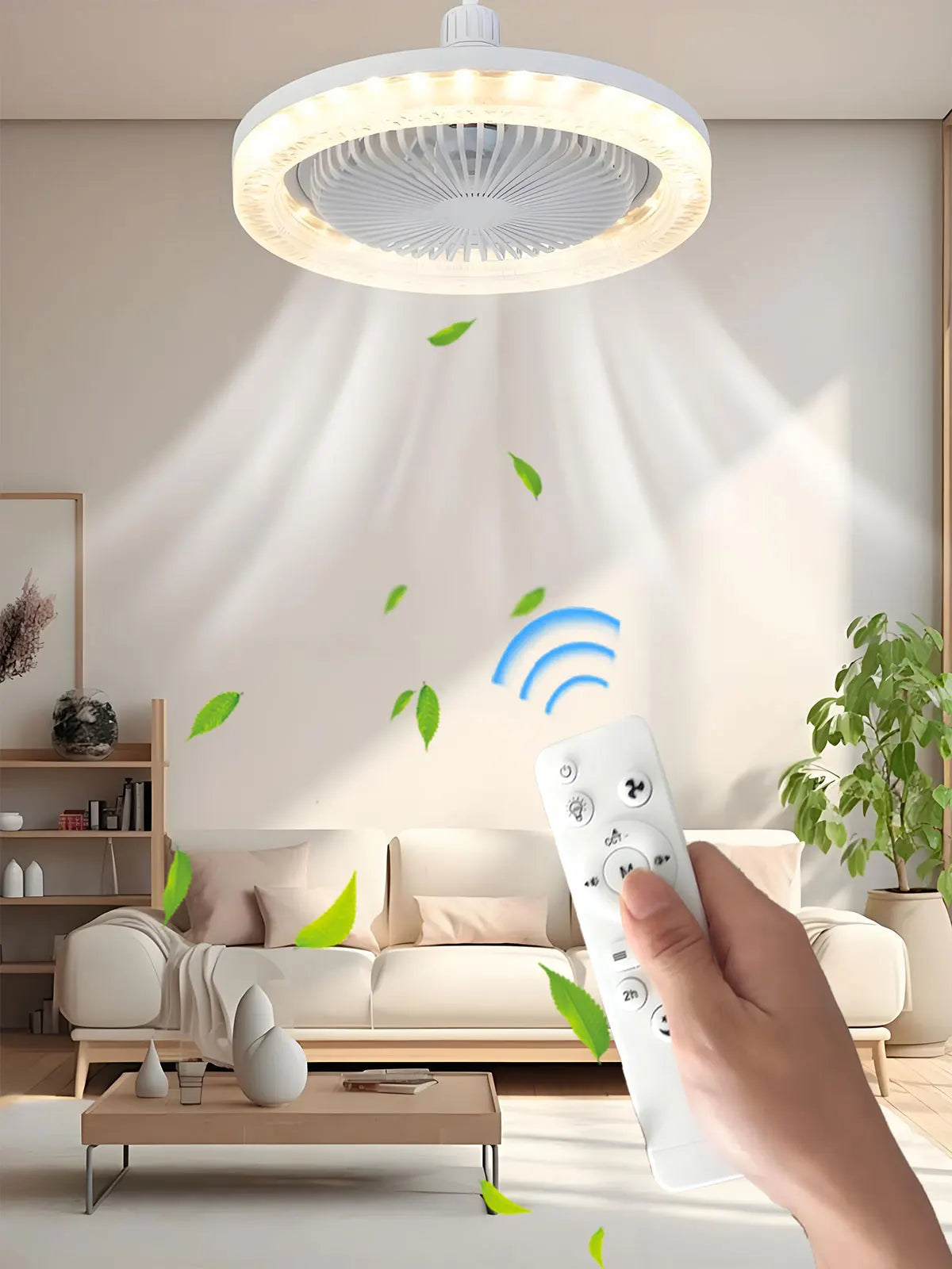 Smart 3 In 1 Ceiling Fan With Remote Control Lighting E27 Conversion Base 85-265v Lighting Base Suitable for Bedroom and Living