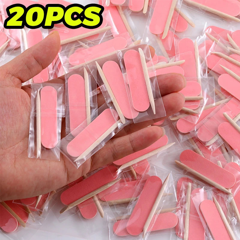 20/80/100pc Disposable Nail File Set Mini Nail Cleaning Care Kit Wood Sticks Nail Art Tools Portable Filer Accessorie Manicure