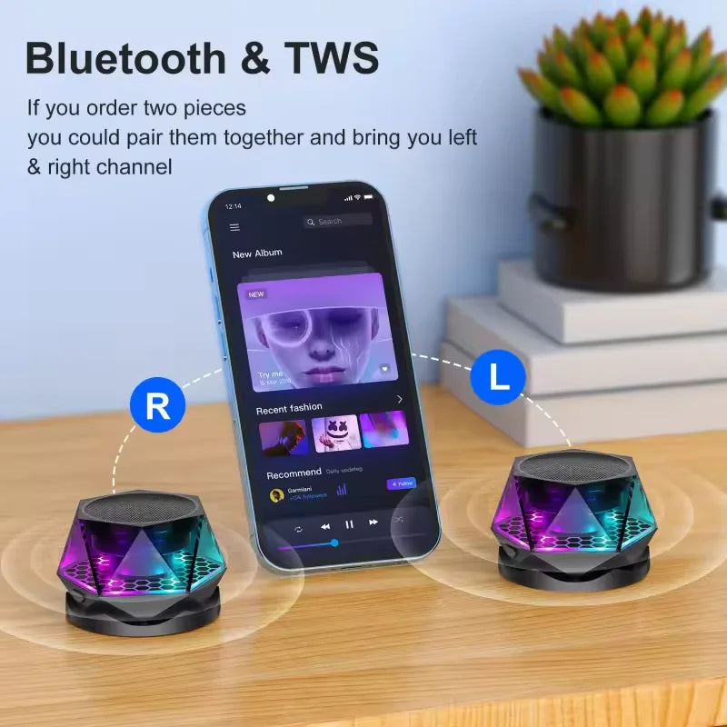 Portable Bluetooth Speakers 5W for Mobile Phone  Multifunctional RGB Led Light Tws Stereo Magnetic Portable Wireless Speaker