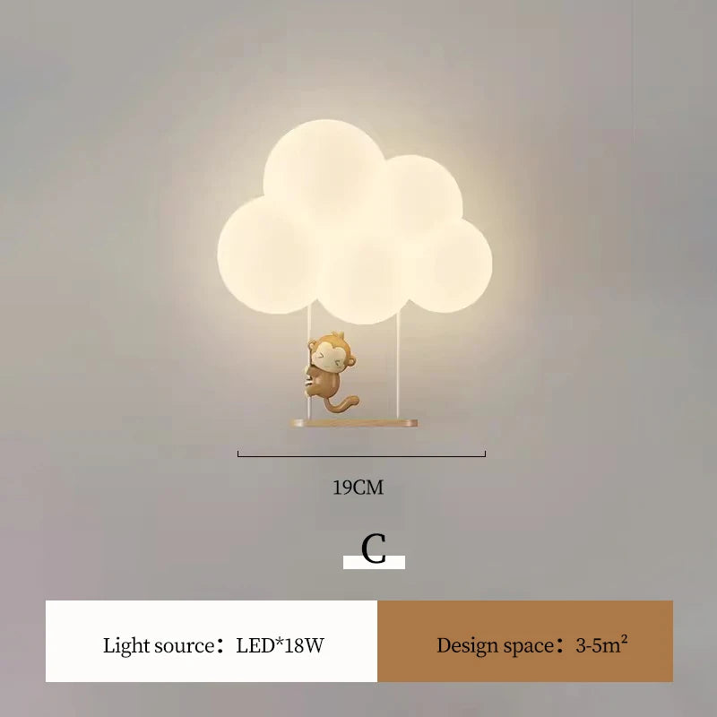 Modern Cute Cartoon LED Wall Lamps Art Creative Animals Balloons Lights for Chidren's Bedroom Living Room Home Decor Chandeliers