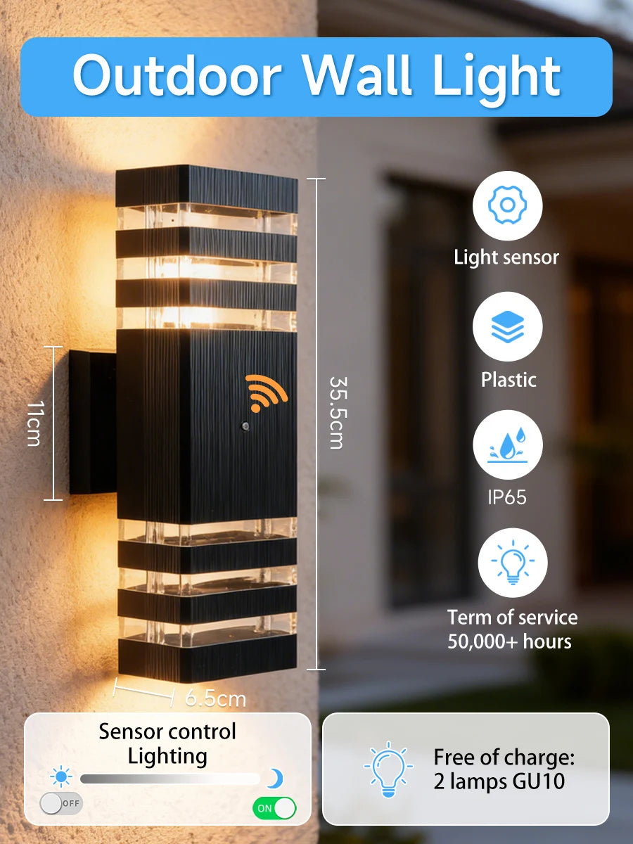 Smart Outdoor Wall Light Waterproof LED Wall Lamps Motion Sensing Porch Lights Exterior Sconce Lamps For Balcony Garden Backyard
