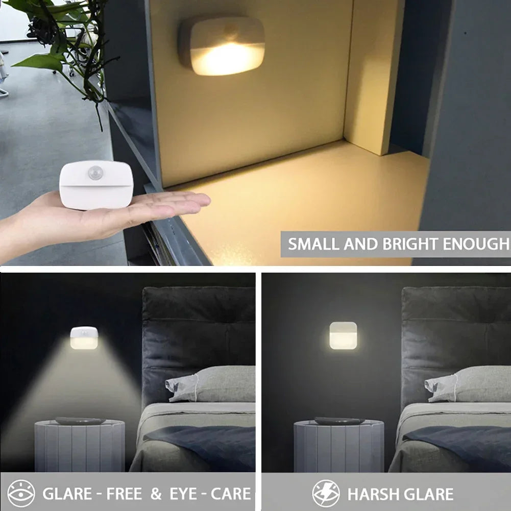 Motion Sensor Smart Led Night Light, Square Lens Eye Protection Bedside Lamp,for Wardrobe,Living Room,Bedroom,Staircase,Camping