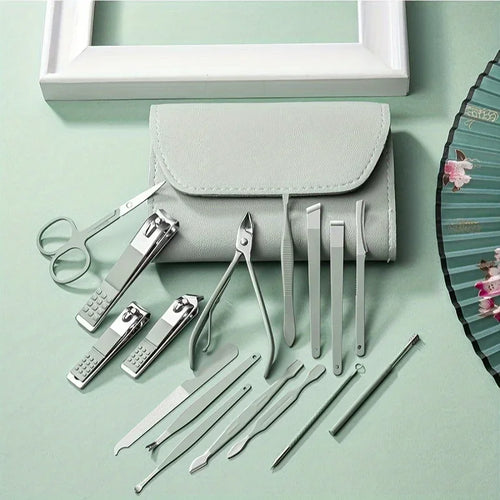 16pcs Professional Nail Care Kit with Travel Case - Manicure & Pedicure Set including Nail Clippers And Cuticle Nippers