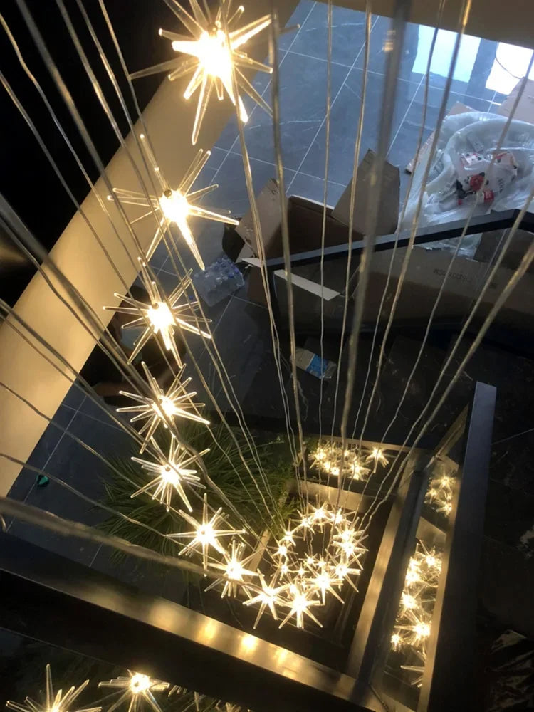 Lustre Attic Kitchen Hotel Led Ceiling Chandelier for Dining Decor Living Room Lamps Modern Meteor Shower Indoor Pendant Light