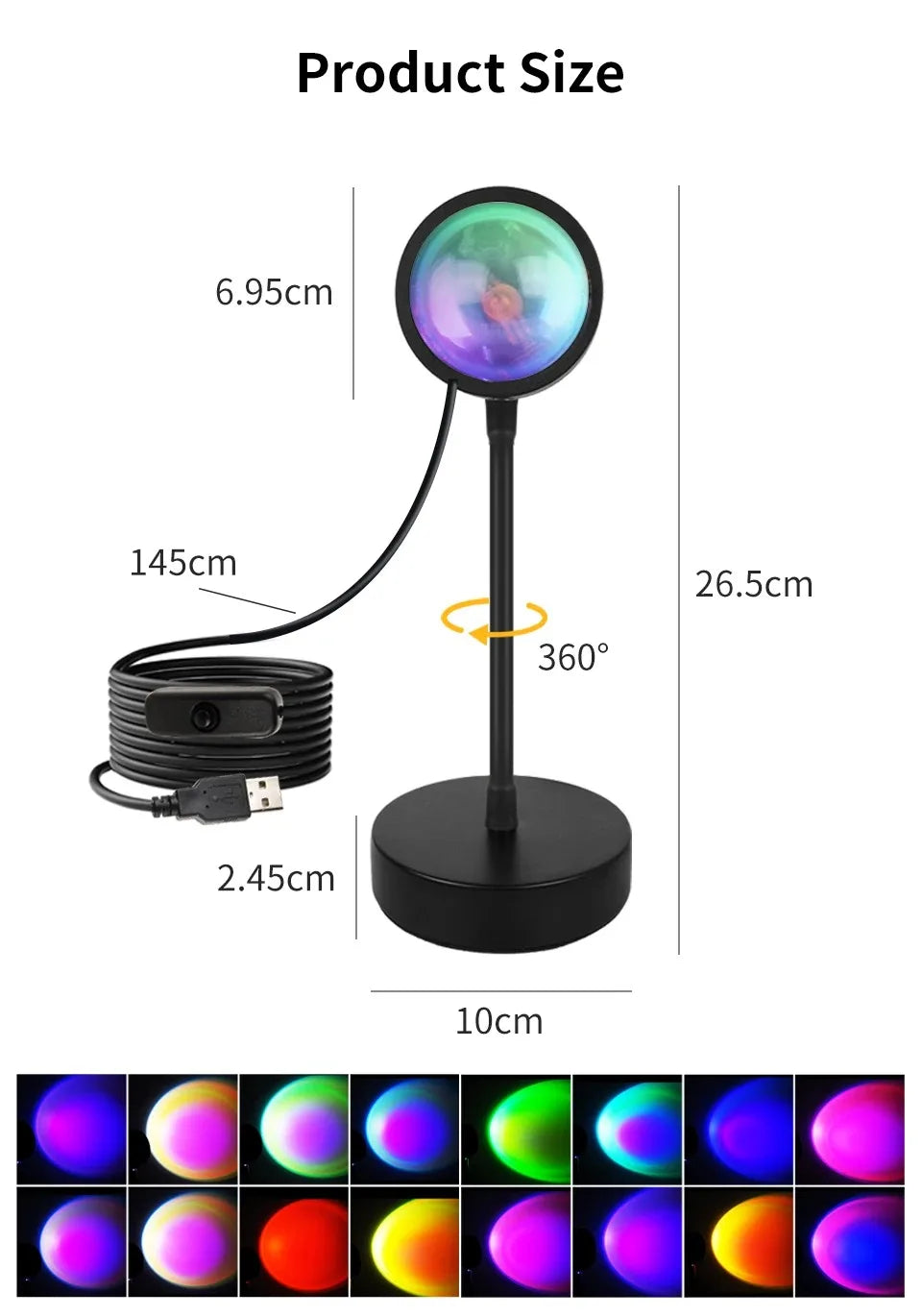 Smart LED Sunset Projector Lamp RGB Dimmable Atmosphere Light Tuya WiFi & IR Remote Control Ambient Lighting for Photography