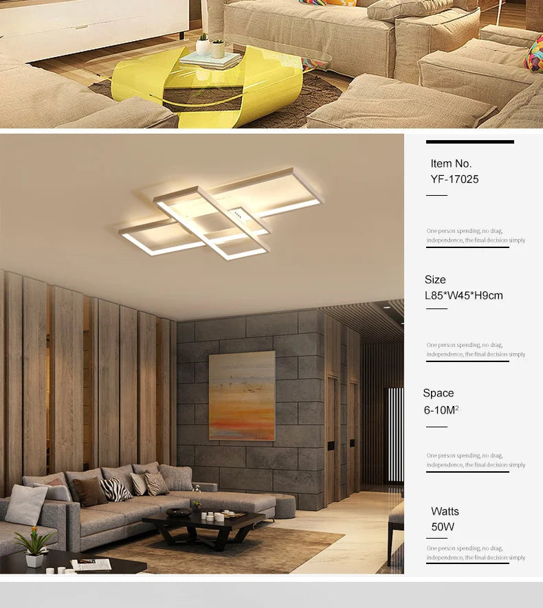 Smart Home Alexa Rectangle Aluminum Modern Led Ceiling Lights For Living Room Bedroom 85-265V White/Black Ceiling Lamp Fixtures