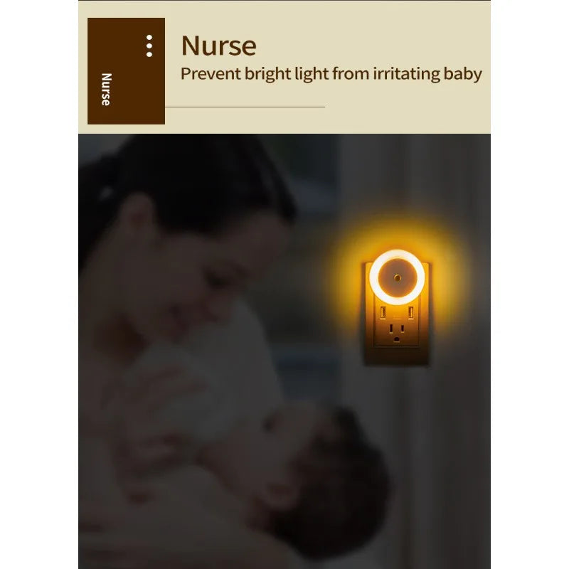 intelligent Motion Sensor night light auto on/off wireless night light LED Plug-in wall lamp  bedroom bedside lamp home lighting