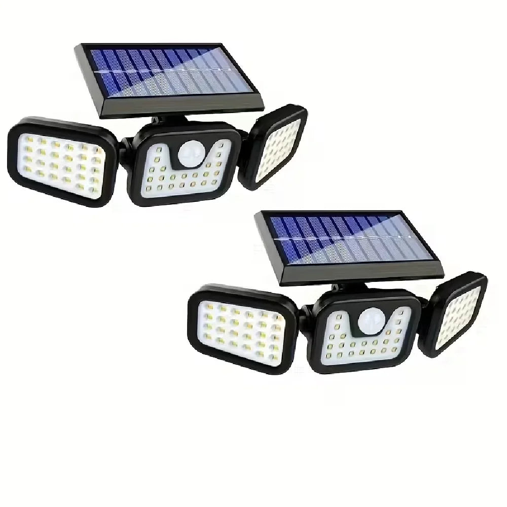 Solar-powered Outdoor Motion-sensor Lights 3-head 270° Wide-angle Security Lights for Yards Patios Garages Driveways Lighting