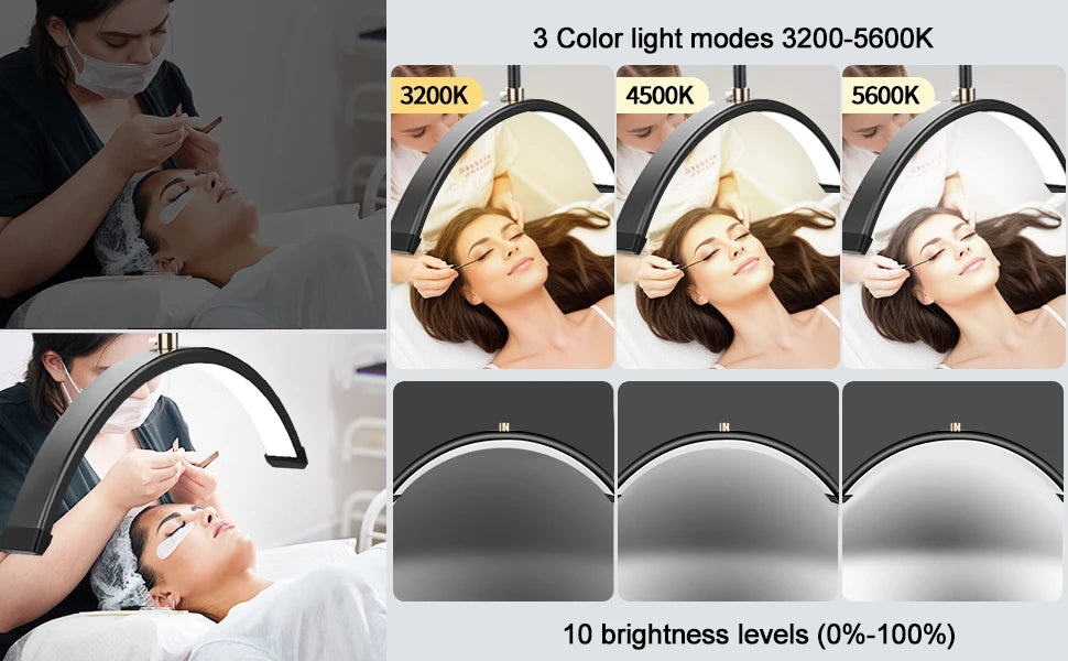 130-181CM LED Beauty Light 40W Half Moon Floor Standing Dimmable Suitable For Beauty Salon Beauty Refill Makeup Lighting