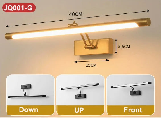 Mirror Wall Lamps Bathroom Modern Wall Lights Toilet Wall Mounted Lighting Fixtures Sconces Indoor Bedroom 12W 40 CM