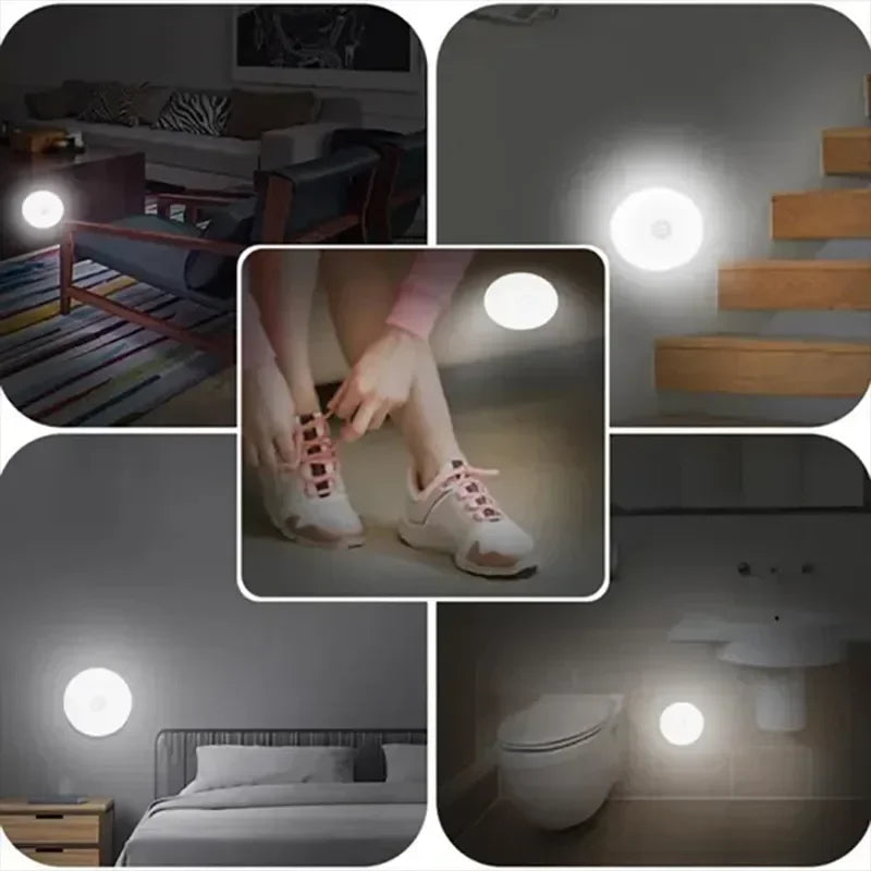 3pcs Motion Sensor LED Night Light USB Rechargeable Night Lamp For Kitchen Cabinet Wardrobe Lamp Staircase Wireless Closet Light