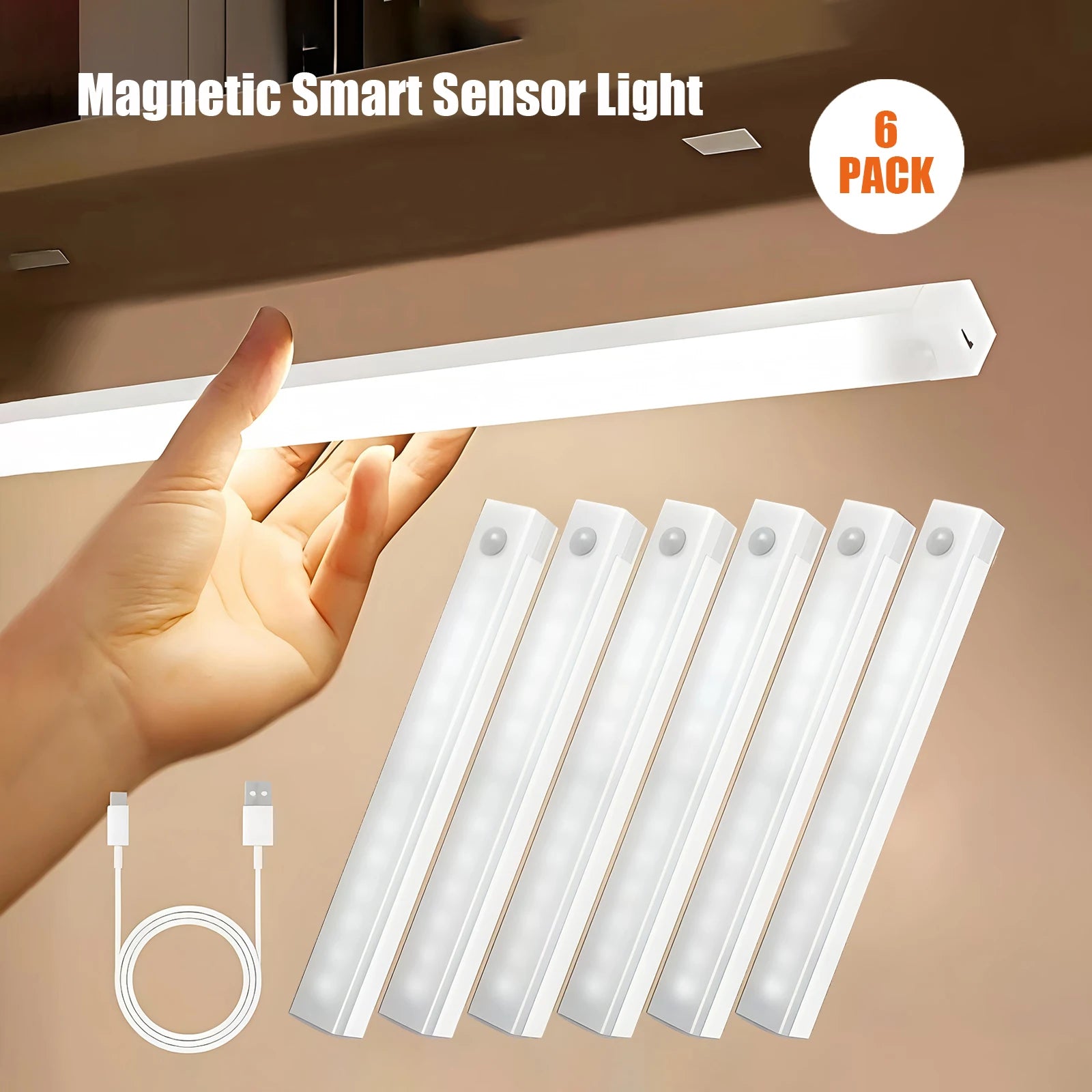 LED Smart Night Light Wireless Auto-Sensing Backlit Safety Light for Bedroom Closet Cabinet Stairway Home Lighting