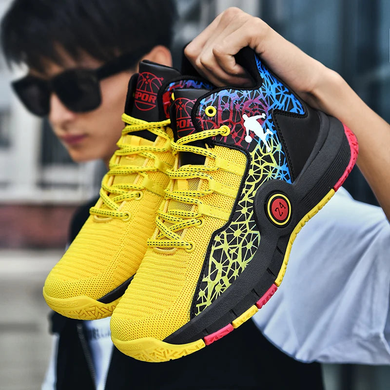 Basketball Shoes Men Field Training Non-slip High-top Luxyry Design Mesh Breathable Sneakers Pro Original Kids Basketball Boots