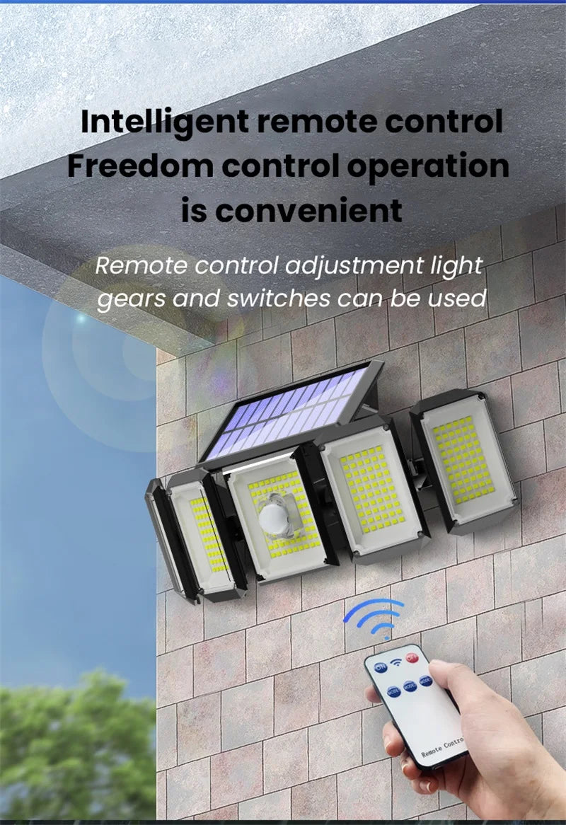 Solar Motion Sensor Lights Outdoor IP65 Waterproof Outdoor Wall Lamp Adjustable Wide Angle Solar GardenSecurity Lighting