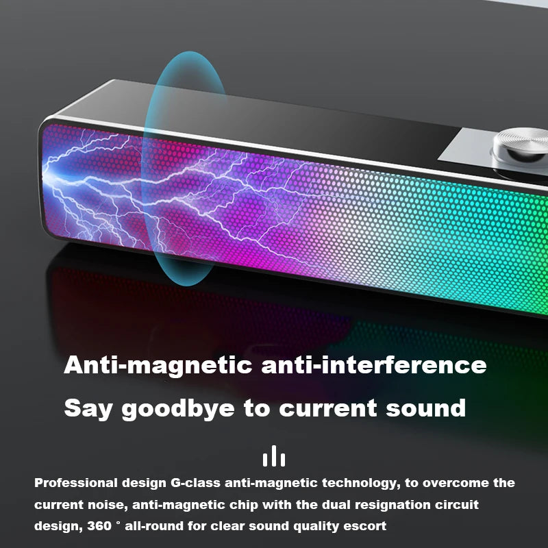 USB Bluetooth-compatible Powerful Computer Speaker Bar  Subwoofer Bass Speaker Surround Sound Box LED For PC Laptop Phone Tablet