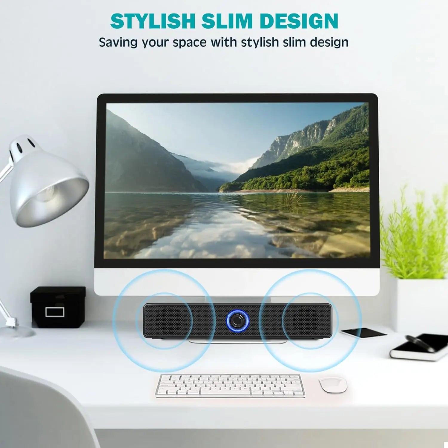 Bluetooth Computer Soundbar Speaker With Dual Speakers Powerful Bass Wired/Wireless Connection For PC Laptop Desktop