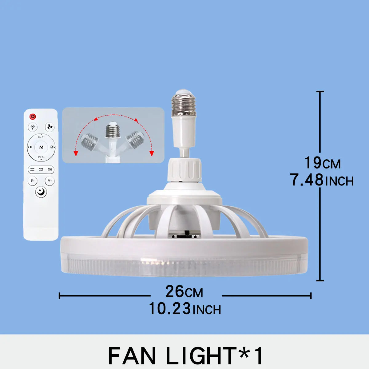 Smart 3 In 1 Ceiling Fan With Remote Control Lighting E27 Conversion Base 85-265v Lighting Base Suitable for Bedroom and Living