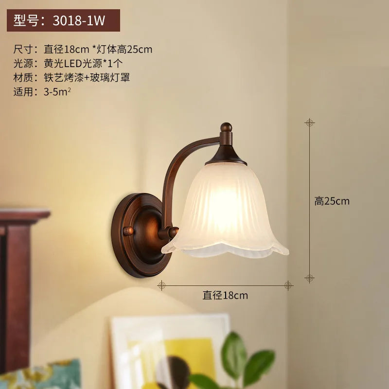 Bathroom Light Lighting with White Frosted Glass Shade, Wall Lamp for Mirror Kitchen Bedroom Living Room Porch
