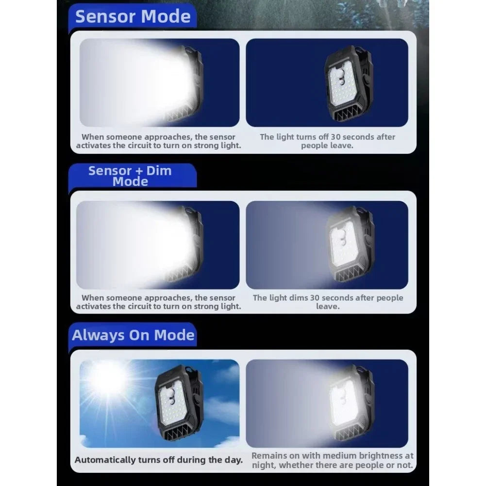 Motion sensor solar outdoor wall lamp with charging clip waterproof LED light for garden driveway porch security