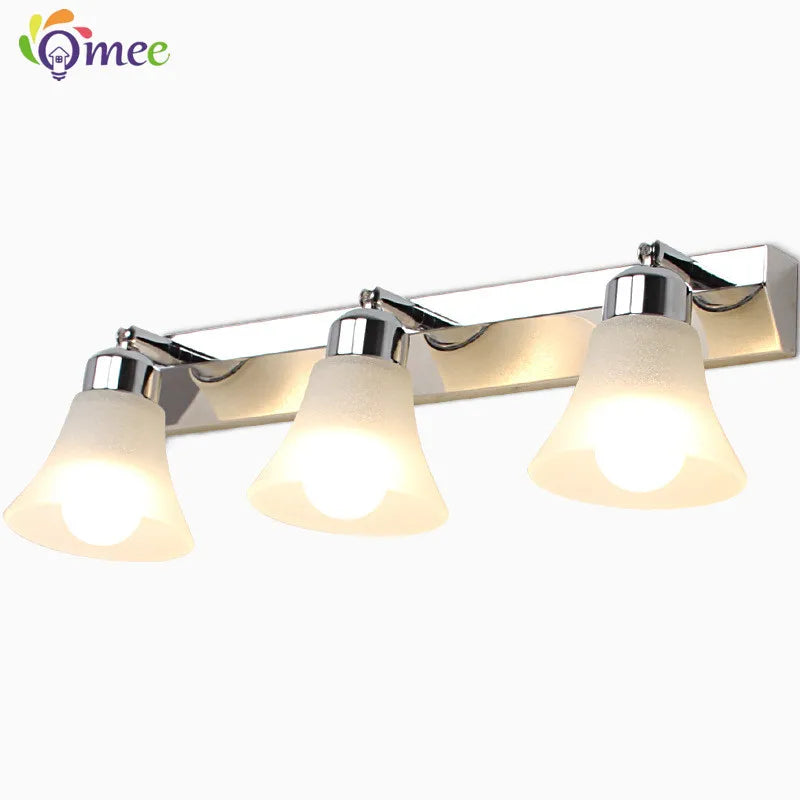 Modern Wall Mirror Light for Bathroom Dressing Room 3/4/5 Lights Silver Wall Lamp Glass Lampshade E27 Indoor Decoration Lighting