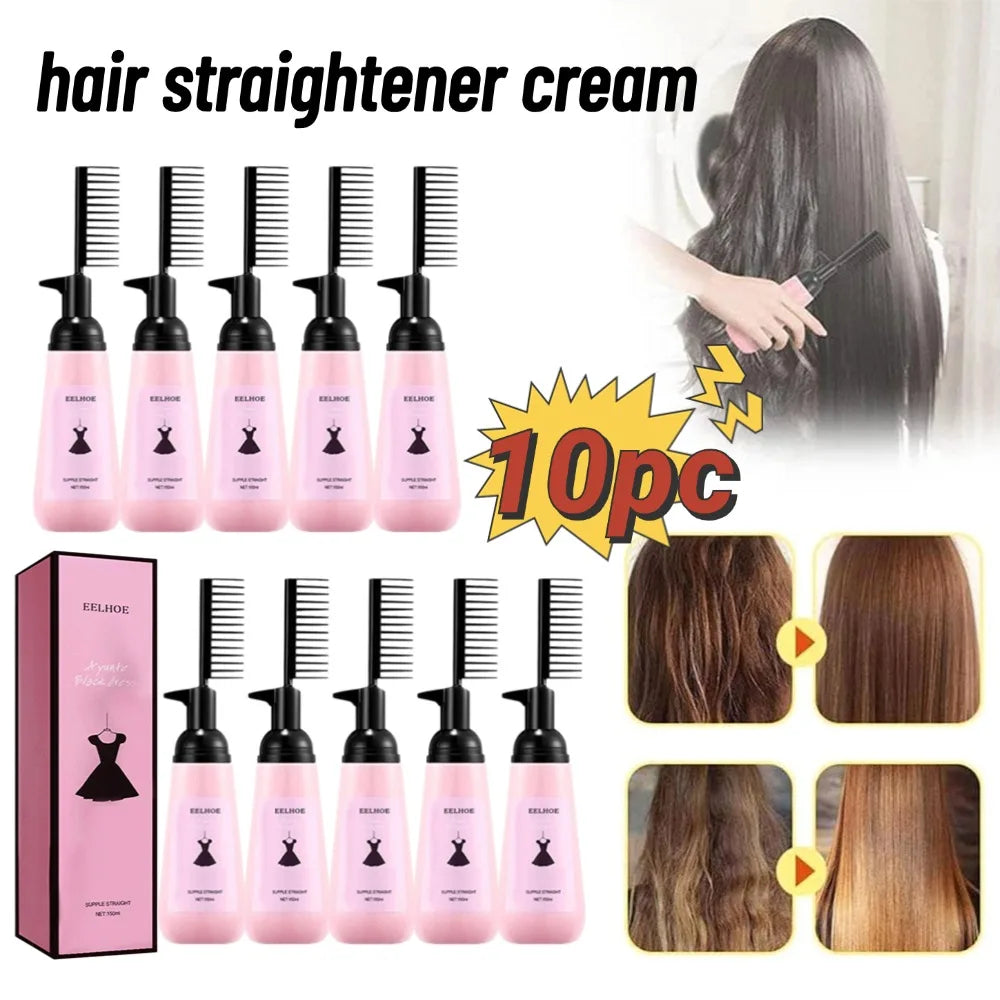 Hair Straightening Cream Comb Nourishing No Hurting Repair Damaged Hair Keratin Smooth Care Improving Frizziness Ionperm