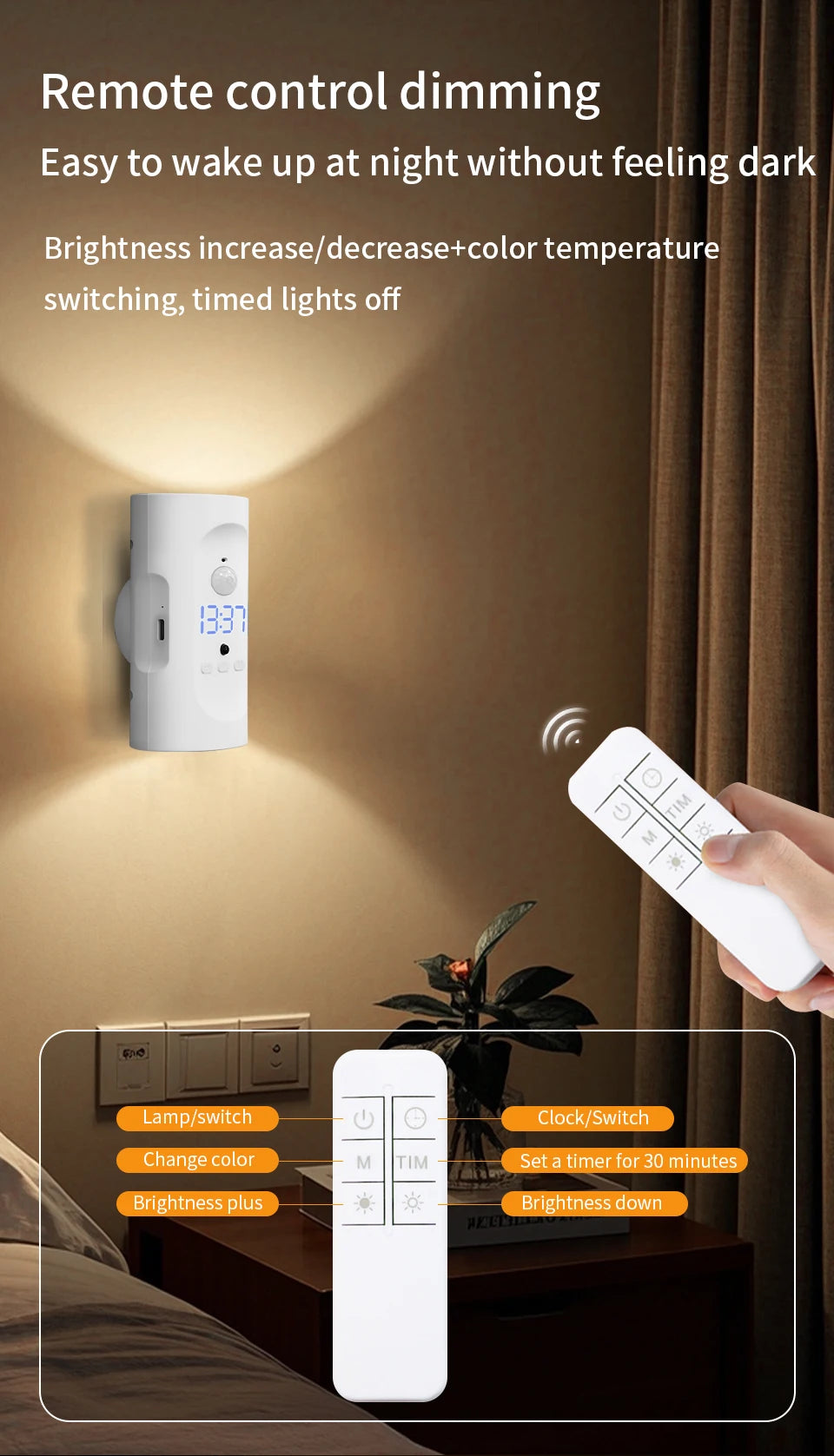 Motion Sensor LED Wall Light 3 Colors Wireless Magnetic Double Head Spotlight For Bedroom Living Room Closet Stairs Lighting