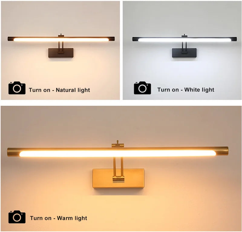 Mirror Wall Lamps Bathroom Modern Wall Lights Toilet Wall Mounted Lighting Fixtures Sconces Indoor Bedroom 12W 40 CM