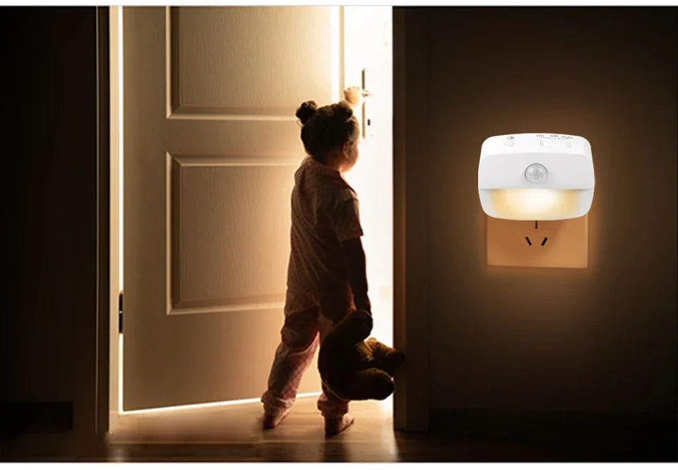 Motion Sensor LED Night Light EU US Plug in Socket Wall Lamp 3 Modes Wireless Night Lamp For Bedroom Hallway Stairs Kitchen Ligh