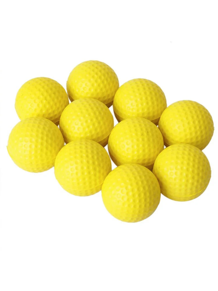 10Pcs Yellow PU Foam Golf Balls Sponge Elastic Indoor Outdoor Practice Training
