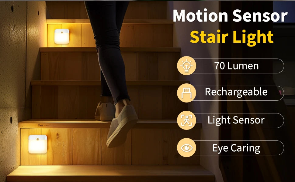 Motion Sensor Night Light Wireless/EU Plug Wall Lamp LED Indoor Lighting,Bedroom Bathroom Corridor Stairway Cabinet Auto ON/OFF