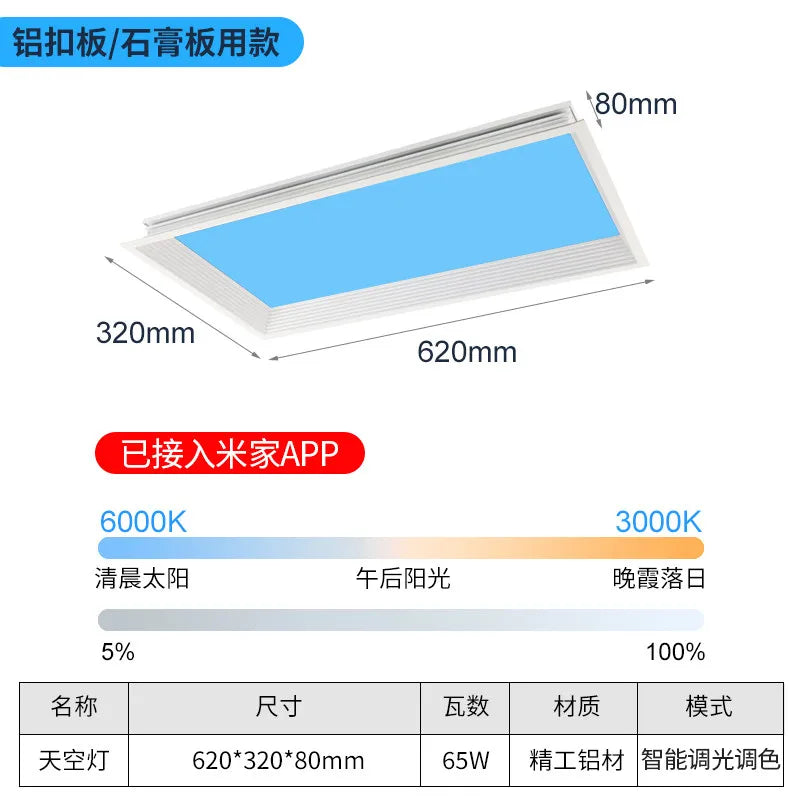 Modern Smart Integrated LED Ceiling Light Sky Blue Clouds Effect Daylight Simulation for Kitchen Home Lighting Room Decor
