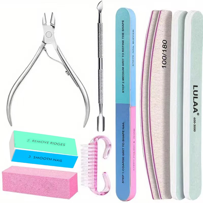 LULAA 10Pcs Nail Care Kit Cuticle Removal Kit Pedicure and Manicure Tools Nail Trimming Tools Suitable for Beginners