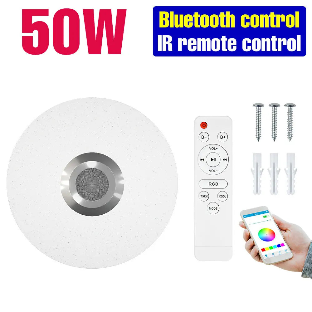 100W RGB Smart Lamp LED Ceiling Lights With Speakers Bluetooth Connection APP Remote Control For Home Bedroom Decoration Party