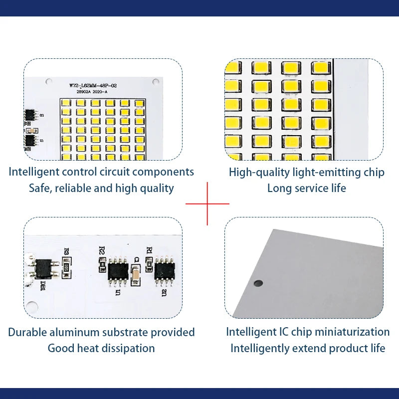 Led Lamp 10W 20W 30W 50W 100W Smart IC Floodlight COB Chip SMD 2835 Outdoor Long Service Time DIY Lighting In AC 220V 230V 240V