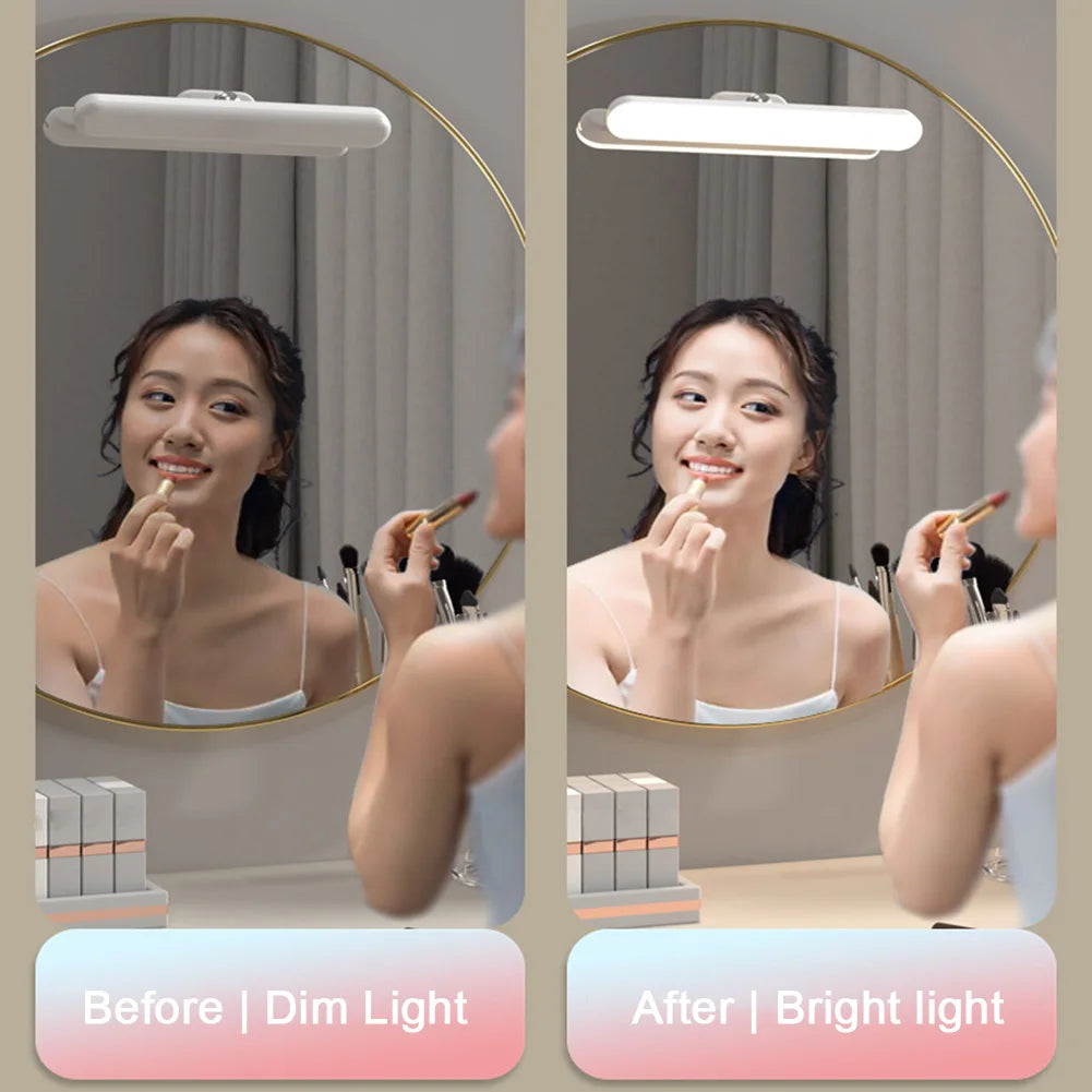Wireless Mirror Vanity Lights Battery Operated LED Eye Protection Light Adjustable Color Brightness & Angle for Home Bathroom
