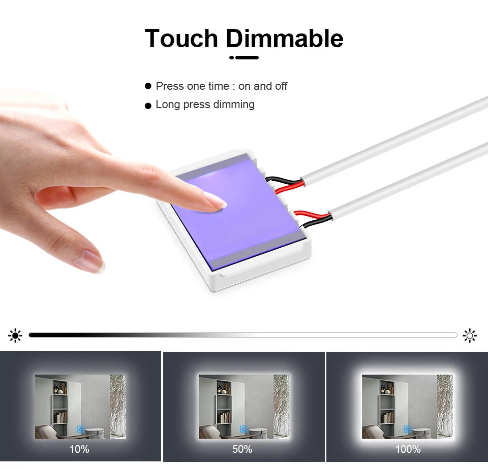 Bathroom Mirror LED Strip Light LED Switch Touch Sensor 12v LED Dimmer Switch LED Controller For Bedroom Mirrors Interior Decor