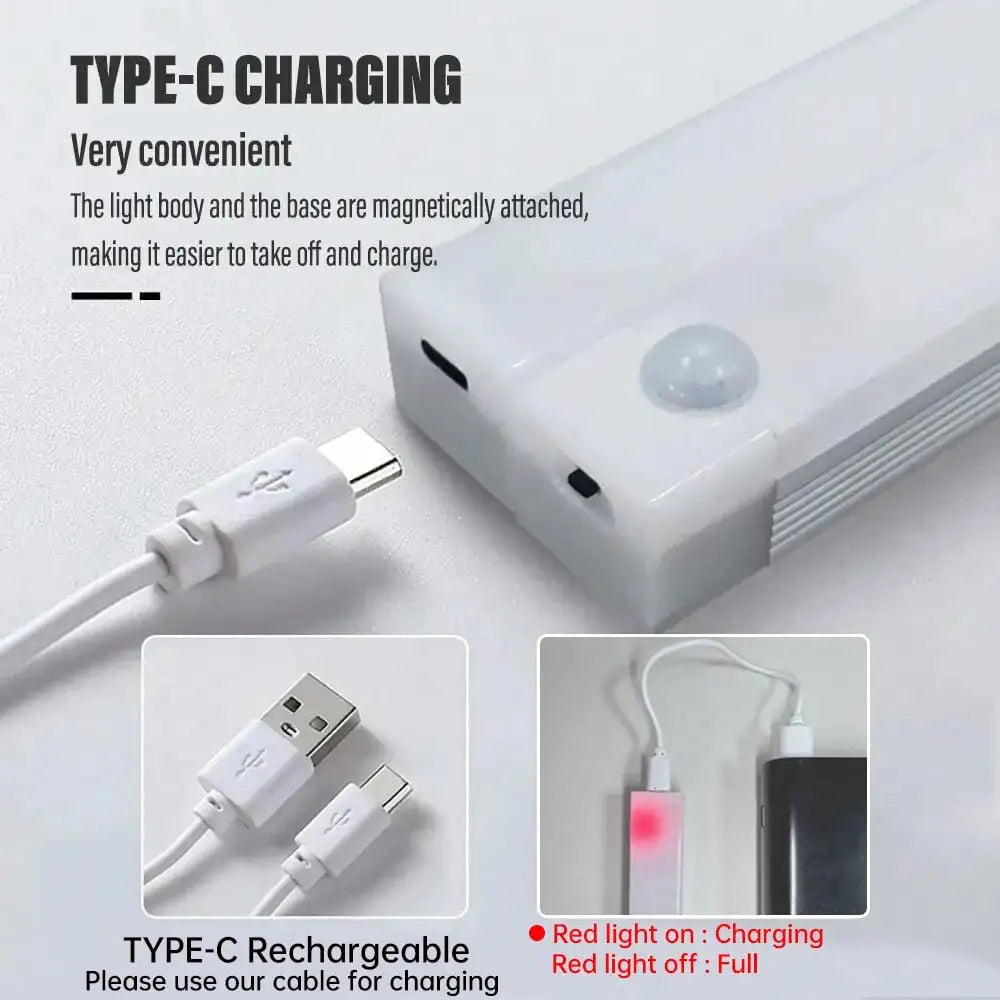 Motion Sensor Light Wireless LED Night Light USB Rechargeable Night Lamp Cabinet Wardrobe Lamp Under Backlight For Kitchen Led