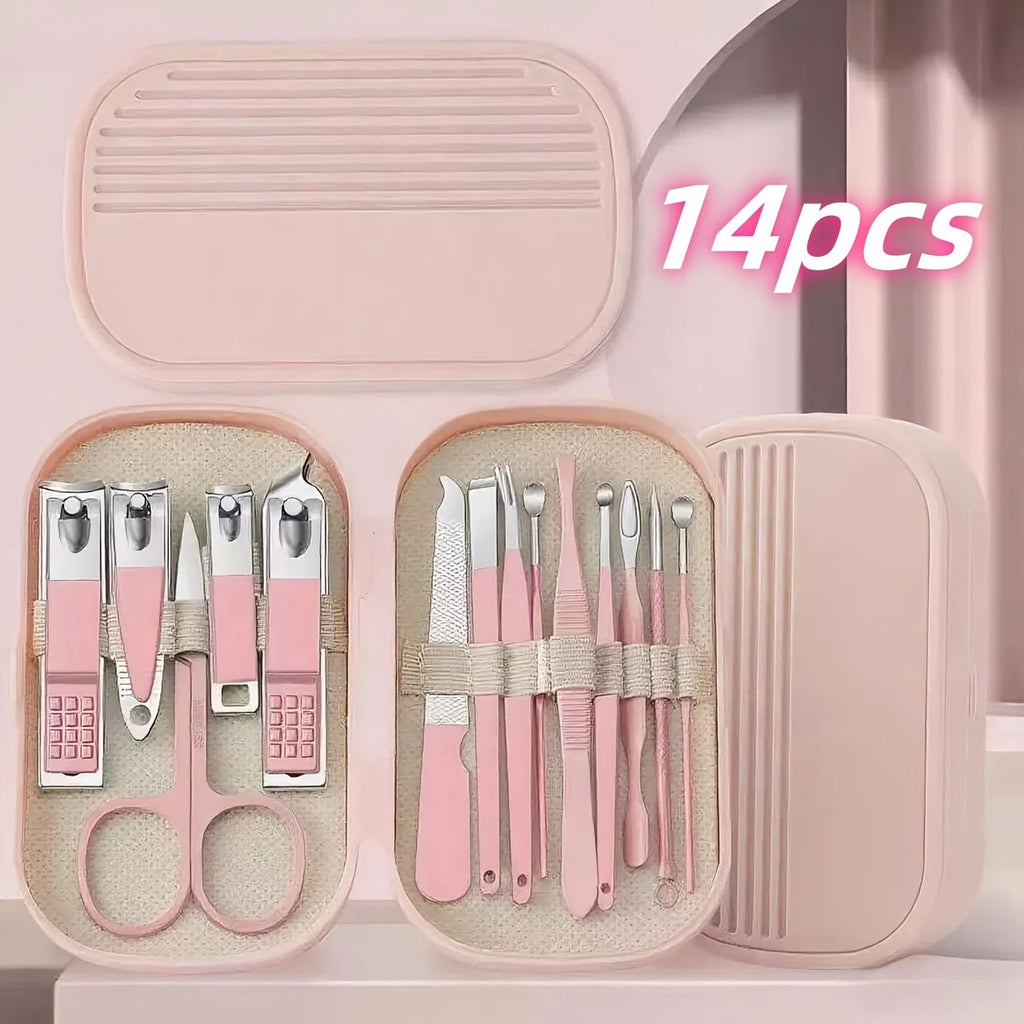 Portable Stainless Steel Nail Care Kit 14 in 1 Manicure Pedicure Set for Men and Women