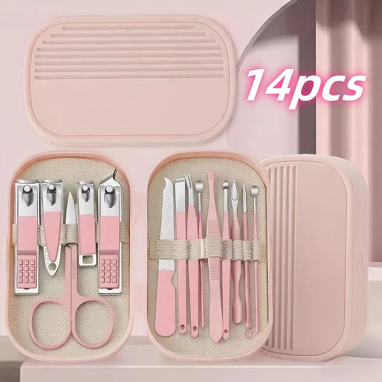 Portable Stainless Steel Nail Care Kit 14 in 1 Manicure Pedicure Set for Men and Women