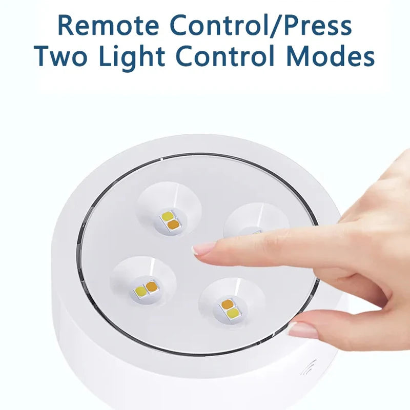 Smart Wireless Remote Control Dimmable Night Light Decorative Kitchen Closet Staircase Lighting 3 Colors 8 LED Puck Light