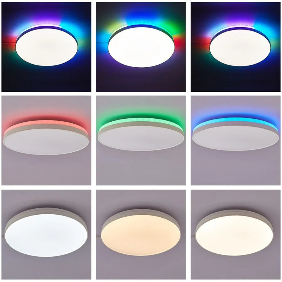 LED Smart Tuya Ceiling Lamp with RGB Bbacklight Bluetooth APP Remote Control Dimming Living Room Bedroom Ambient Ceiling Light