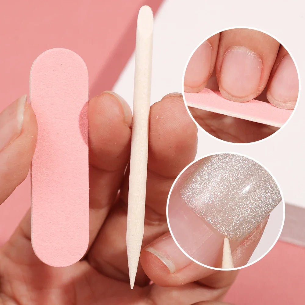 20/80/100pc Disposable Nail File Set Mini Nail Cleaning Care Kit Wood Sticks Nail Art Tools Portable Filer Accessorie Manicure