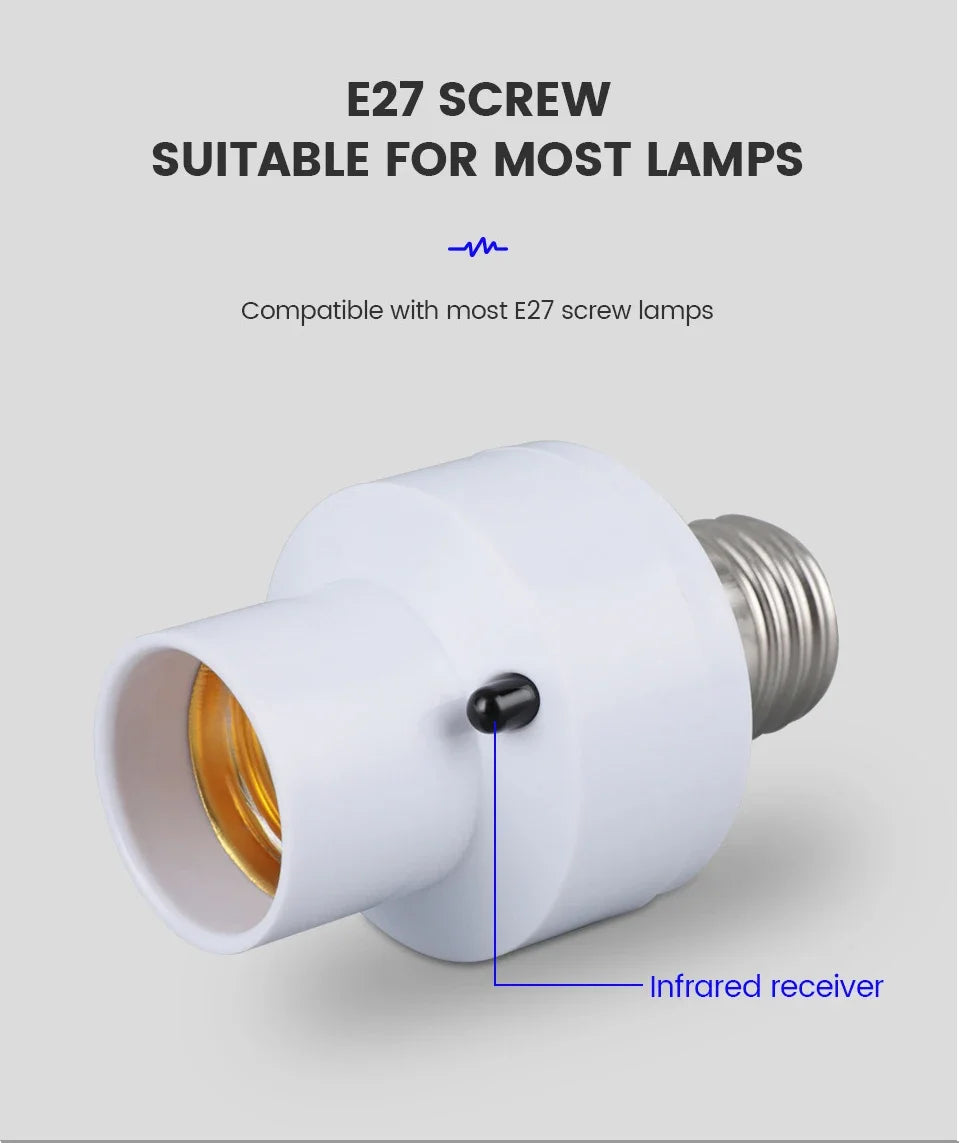 2026 Smart LED Lampholder E27 AC85-265V with Infrared Remote, Timer, Color Changing, Universal Socket, Easy Install for Home Use