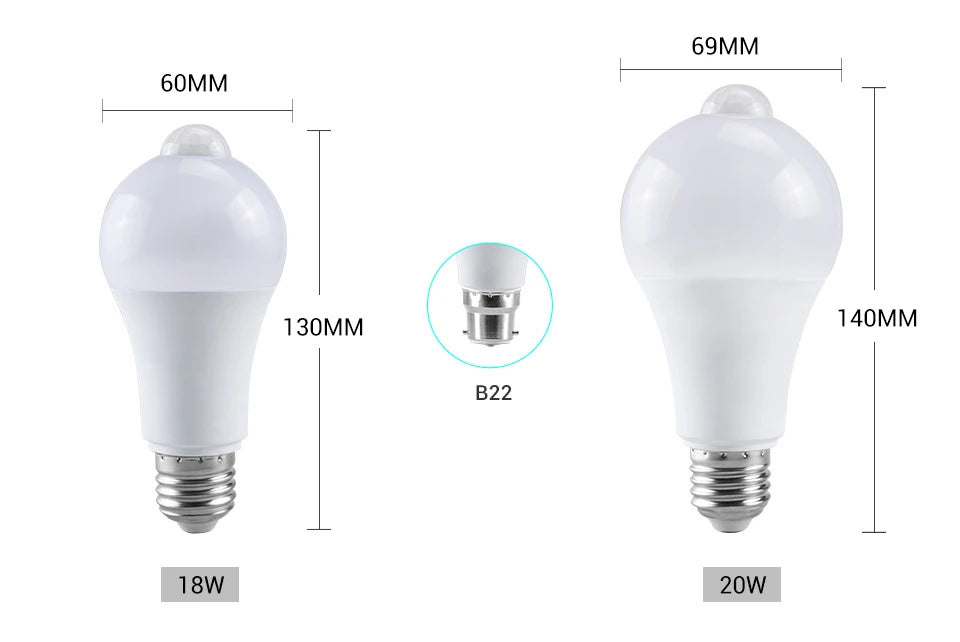 Motion Sensor Night Light Bulbs E27 B22 Motion Activated Dusk to Dawn Security Bulb Night Lamp for Garage Porch Stairs Hallway