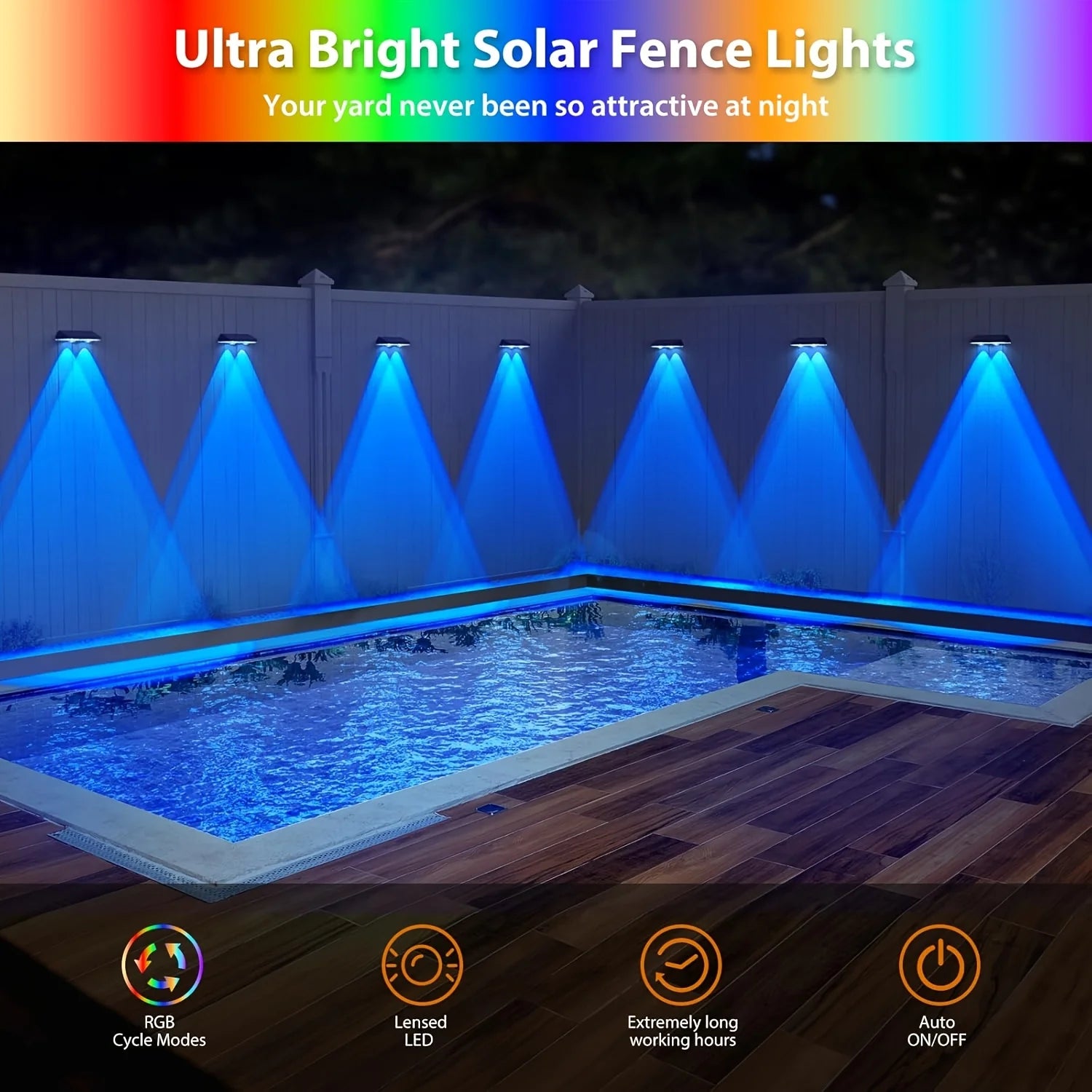 4/2 Pack Solar Fence Lights Multi Colour Garden Wall Lights for Villa Garden Fence Holiday Walkway Home Landscape Lighting