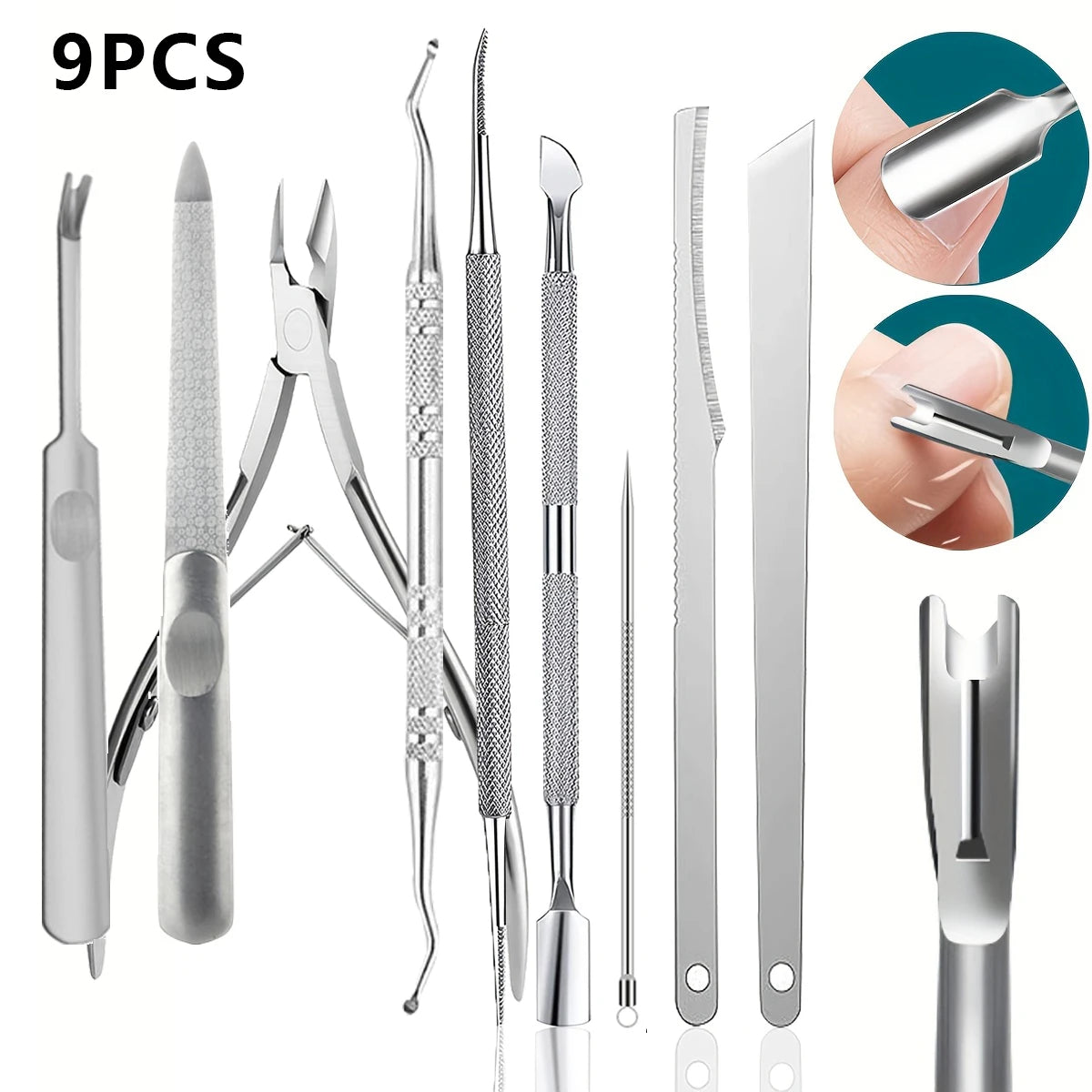 Stainless Steel Nail Care Kit, Cuticle Trimmer, Nail Cuticle Nippers, Ingrown Toenail Removal Kit,removal and foot repair tools