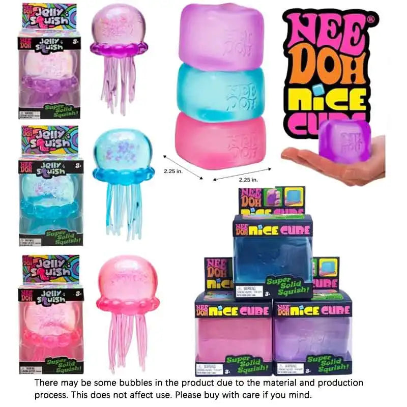 NeeDoh  Trending Jellyfish & Cube Squish Toy, Soft Jelly Squeeze Stress Relief Fidget Toy, Sensory NeeDoh for Kids & Adults