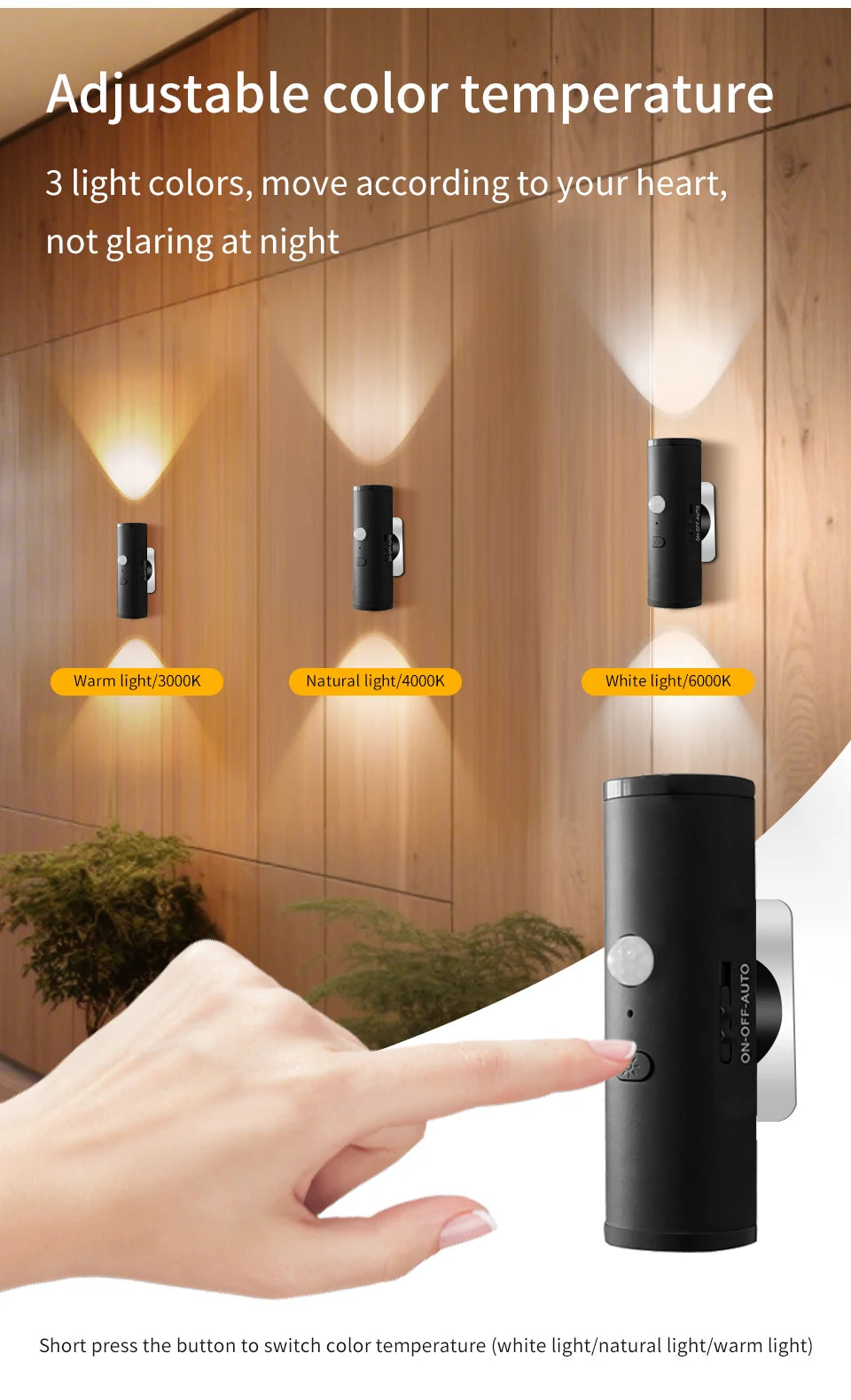 Motion Sensor Night Light Magnetic Up and Down Glowing Wall Lamp Rechargeable Night Lamp Closet Stairs Corridor Bedroom Decor